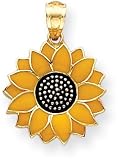 Enamel Sunflower Charm, 14K Yellow Gold