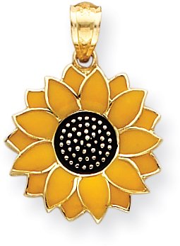 Childrens Toyshop  Jewelry : Enamel Sunflower Charm, 14K Yellow Gold