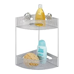 Wenko 16941100 Eckregal Palermo Super-Loc - Befestigen ohne Bohren, 2 Ablagen, Stahl pulverbeschichtet, 30 x 35 x 21 cm, Silber-Optik