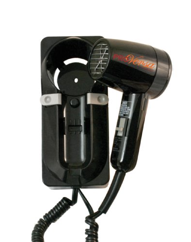 ProVersa JWM6CB Wall Mount Hair Dryer with 2-Speed and 3-Heat Settings, 1600-Watts, Black Finish