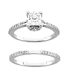 14K White Gold Diamond Wedding Set -- CENTER STONE IS NOT INCLUDED - 0.28 Ct.