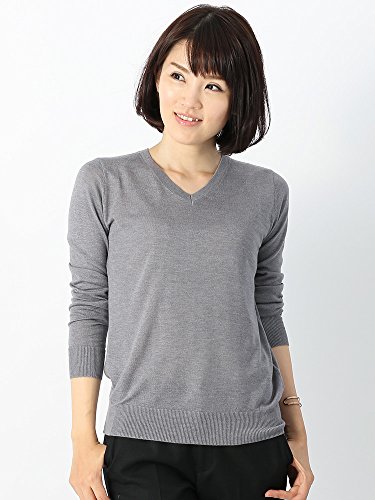 (ザ・スーツカンパニー) Littlechic/テンセルシルク天竺 Vネック長袖ニット グレー
