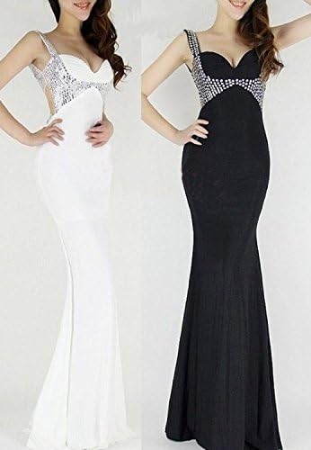 Tigo European Style Sequined V-neck Halter Bow-knot Skirt Dress The Bride Toast Length Skirt Dress ,Dress For Women Party - white