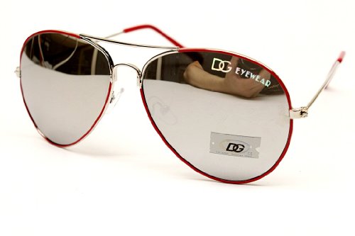 Kids Childrens Aviator Pilot Mirrored Sunglasses Kd44 (silver / red, mirrored)