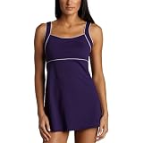 Speedo Women's Speedo Women'S Aquatic Endurance+ Piped Sheath Dress Swimsuit,Deep Purple,10