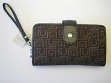 Liz Claiborne Cell Phone Holder with Notepad and Pen / Wristlet / Wallet in Black / Brown