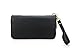 Hoxis Generous Double Zip-around Faux Texture Leather Organizer Wallet/ Office Lady Wristlet, Black
