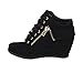 LINK GLADYS-24K Children Girl's Comfort Hidden Wedge Lace Up Ankle Sneakers