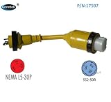 Conntek Marine Shore Pigtail Adapter Cord 30 Amp Shore Male Plug To 50 Amp 125/250 Volt Shore Female Connector
