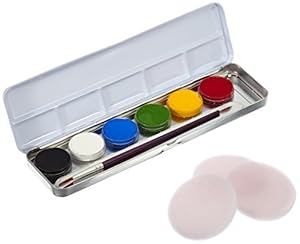 Eulenspiegel 206003 - Schminkpalette aus Metall, 1 Pinsel und 6 Farben