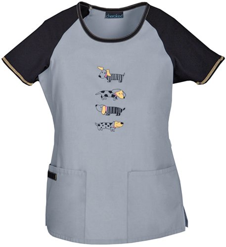 Cherokee 2618 Women's Round Neck Top What's Up Pup?