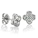 18k White Gold Floral Clovers Stud Diamond Earrings (D-E, SI, 0.56 carat)