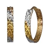 Diamond Cut 18k Yellow, White & Rose Gold Hoop Earrings - Dahlia Classic Collection