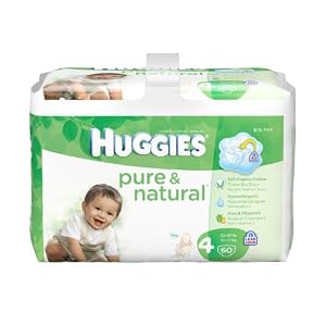 Huggies Pure & Natural Diapers, Size 4, 60 Count (Pack of 2) (Packaging May Vary)