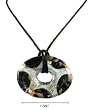 Necklace - N81 - Murano Glass Style - Oval Shape ~ Black Gold Silver