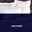 MARRIKAS 300TC Egyptian Cotton QUEEN NAVY STRIPE Duvet Cover Set