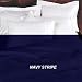 MARRIKAS 300TC Egyptian Cotton QUEEN NAVY STRIPE Duvet Cover Set Image