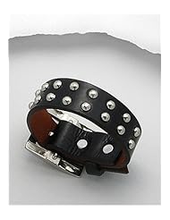 Black Leather Bracelet In White Base