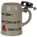 2 x Bierkrug Bier Krug mit Klingel & Spruch Saufen