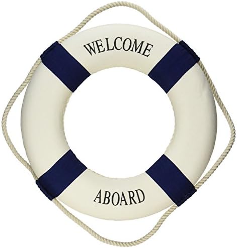 Eaglon Welcome Aboard Cloth Life Ring Navy Accent Nautical Decor,Buoy Home Wall Nautical Decor