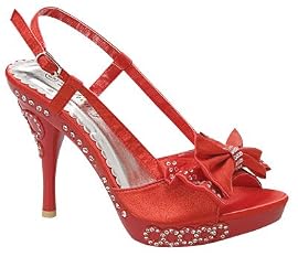 Evening High Heel Rhinestone Party Dress Slingback Peep Toe Sandals Red , 5-10