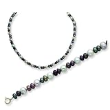 Sterling Silver Freshwater Cultured Pearl Bracelet & Necklace 2pc Set