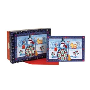 CR Gibson, Jim Shore Keepsake Boxed Christmas Cards, Quilted Snowman, 15 Count