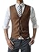 TheLees (GVE Mens Business Slim Fit Chain Point 4 Button Vest Waist Coat Brown US XS(Tag Size M)