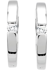 14K White Gold Diamond Huggy Earrings - 0.07 Ct. -- LIFETIME WARRANTY