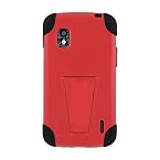 Amzer® Double Layer Hybrid Case with Kickstand - Black/ Red for Google/ LG Nexus 4 E960