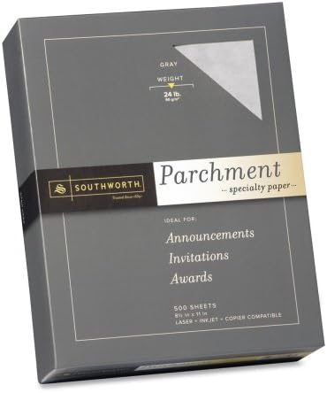 Wholesale CASE of 5 - Southworth Specialty Paper-Fine Parchment Paper, 24Lb, 8-1/2"x11", 500/BX, Gray