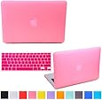 HDE Rubberized Hard Shell Plastic Case + Matching Keyboard Skin for Macbook Air 11.6" - Fits Model A1370 / A1465 (Pink)