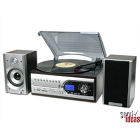 USB 4in1 MUSIC SYSTEM (744)-RECORD PLAYER-CD-RADIO-MP3 (colour: Rosewood & silver)