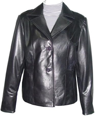 Paccilo Women4037 Real Lambskin Leather Blazer