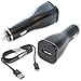 Samsung 2Amp Vehicle Car Charger Power Adapter with Detachable Micro USB Charging Cable for Samsung Galaxy, Note, Mega series - Bulk Packaging (Black)