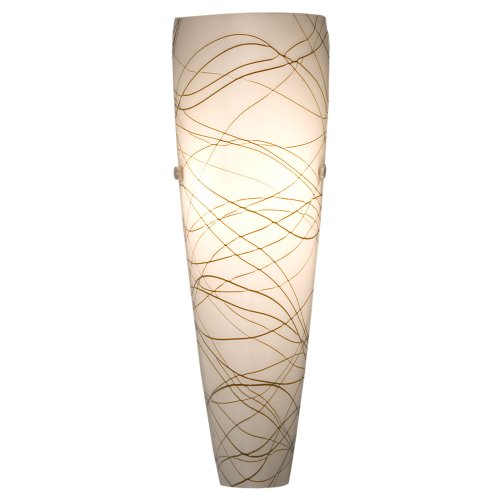 Portfolio Art Glass Wall Sconce Light Fixture - White Layered Glass with Black Threads, Model 206268