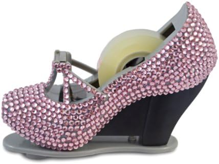 #1 High Heel Shoe Scotch Tape Dispenser. Bejeweled Stiletto in Pink, Red, Silver and Many Other Colors. Fun Desk Accessory for Packaging and Mailing. Kids and Adults Can Use. (Light Pink)