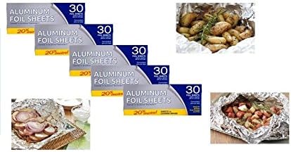 Aluminum Foil Sheets 150 Pop Up Food Baking Tin Wrappers