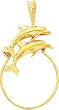 14K Gold Double Dolphin Charm Holder