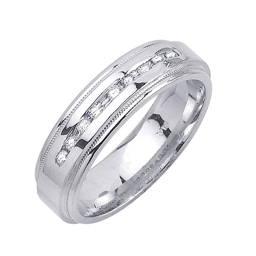 Elegant Diamond Wedding Bands With Comfort Fit 14K White Gold Can Also Be Made In Platinum or Other Colors 18K And 24K Is Also Available 6mm 0.20ct tw SI1 Clearity and H or I Color