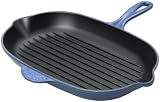 Le Creuset 12 2/3 Inch Oblong Skillet Grill, Cobalt Blue