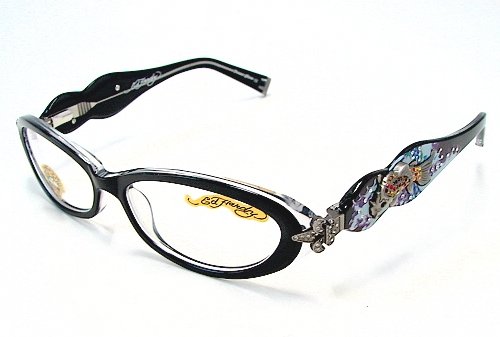 ED HARDY EHO709 Eyeglasses EHO-709 Black Crystals Optical Frames