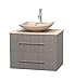 Wyndham Collection Centra 30" Single Bathroom Vanity in Grey Oak, Ivory Marble Countertop, Arista Ivory Marble Sink & No Mirror
