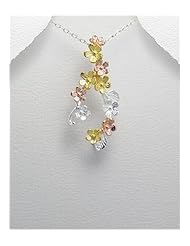 Flower Pendant Necklace In 92.5 Sterling Silver