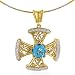 14K Yellow Gold Topaz/Diamond Cross Necklace 17
