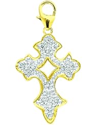 14K Yellow Gold Diamond Cross Charm