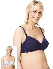 2 Pack Maternity Cotton Rich Laced Nursing B-G Bras