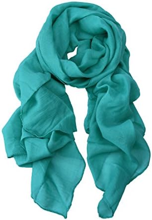 Nyrn Womens Solid Color Long Shawl Scarf,Linen-Cotton Blended Fabric-Aqua Blue