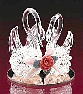 Spun Glass Twin Swans