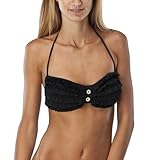 Xhilaration® Juniors Bandeau Swim Top with Ruffle Trim - Black/Gold